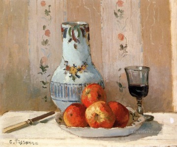  Pissarro Art Painting - Still Life With Apples And Pitcher postimpressionism Camille Pissarro